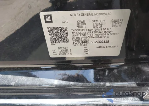 2019 GMC Sierra 1500 Denali from USA, damaged, VIN 1GTU9FEL5KZ309118